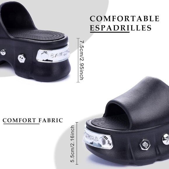 Women Platform Sandals Open Toe Chunky Slides Summer Beach Casual Dressy - Picture 5 of 8